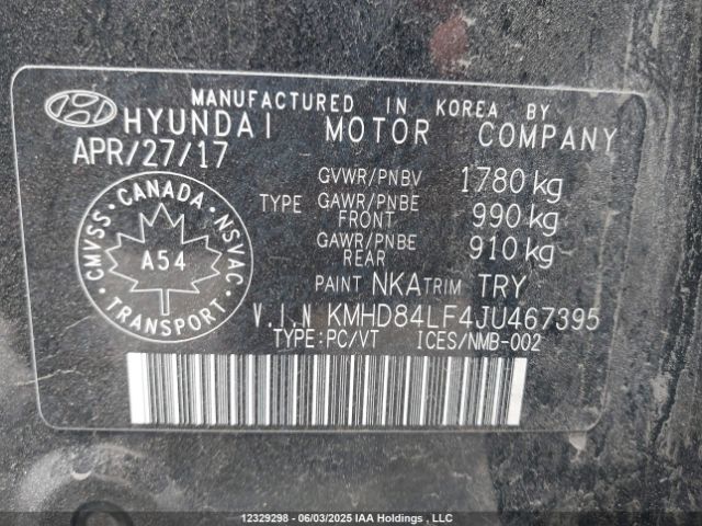 KMHD84LF4JU467395 Hyundai Elantra Sel/value/limited