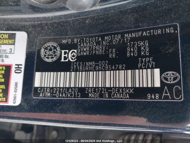 2T1BURHE9HC954782 Toyota 2zr-fe