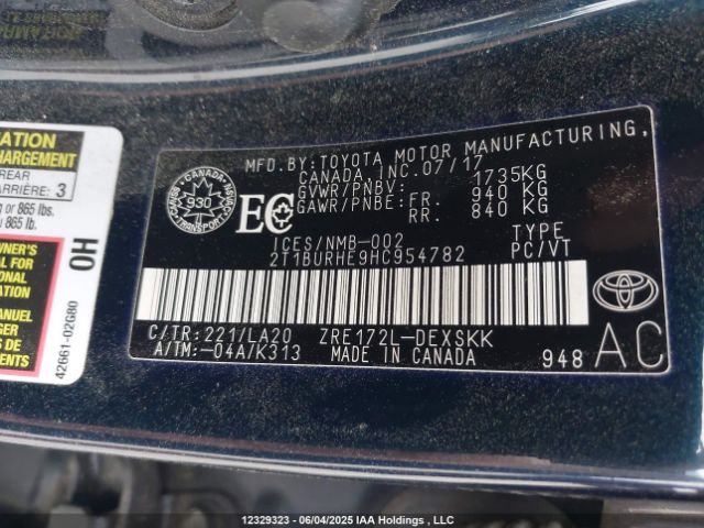 2T1BURHE9HC954782 Toyota 2zr-fe