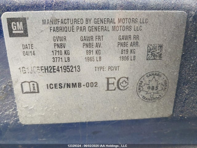 1G1JC5EH2E4195213 Chevrolet Sonic Lt Auto