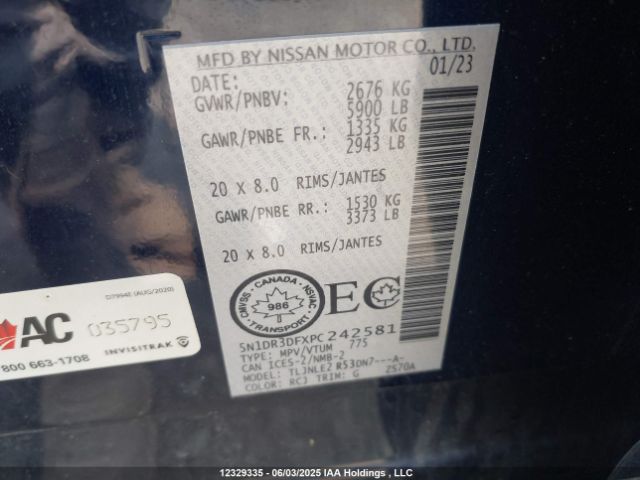 5N1DR3DFXPC242581 Nissan Pathfinder Platinum