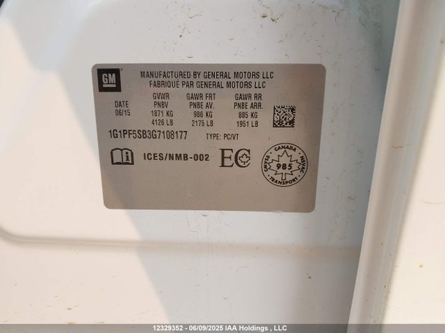 1G1PF5SB3G7108177 Chevrolet Cruze Limited Lt