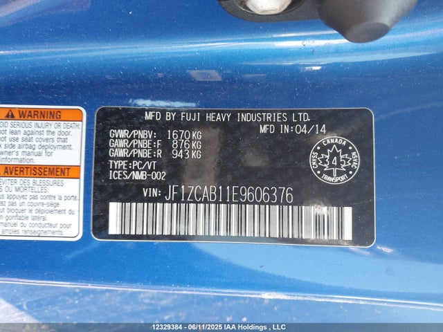 JF1ZCAB11E9606376 Subaru 2014