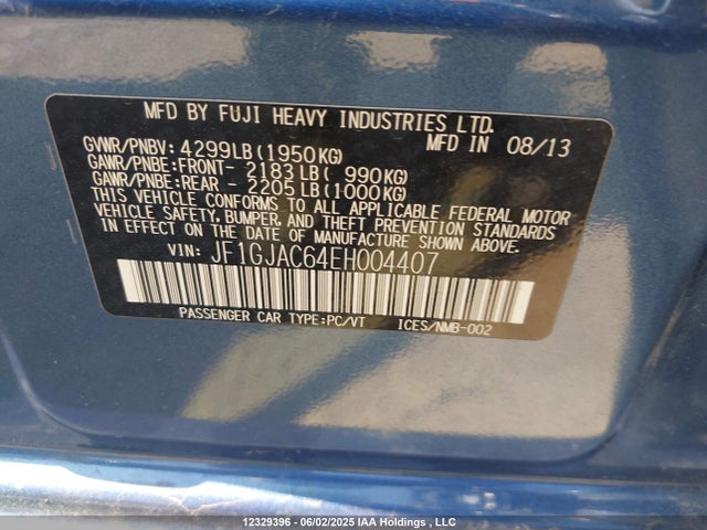 Subaru 2014 2014 JF1GJAC64EH004407 Image 9