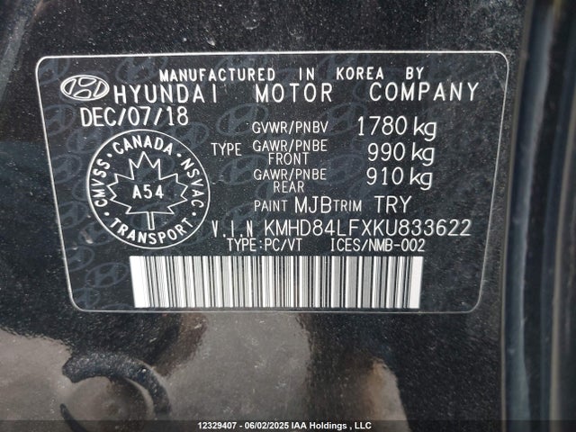 KMHD84LFXKU833622 Hyundai mpi nu