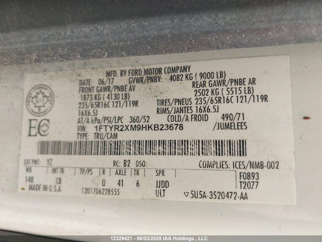 1FTYR2XM9HKB23678 Ford 2017