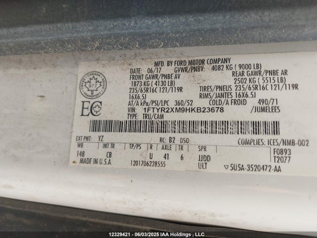 1FTYR2XM9HKB23678 Ford 2017