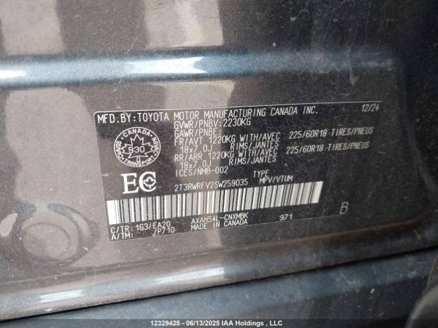 2T3RWRFV2SW259035 Toyota Rav4 Hybrid Xle