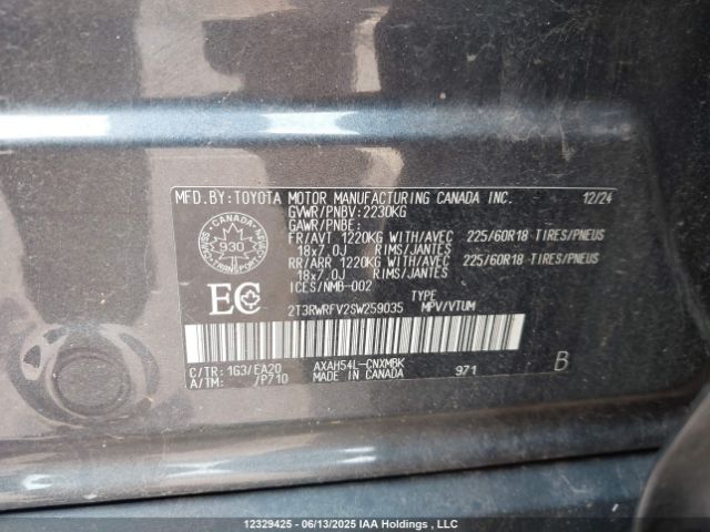2T3RWRFV2SW259035 Toyota Rav4 Hybrid Xle