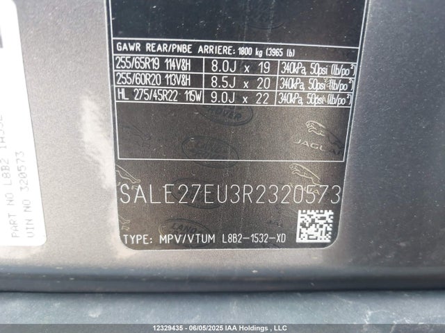 SALE27EU3R2320573 Land Rover aj120