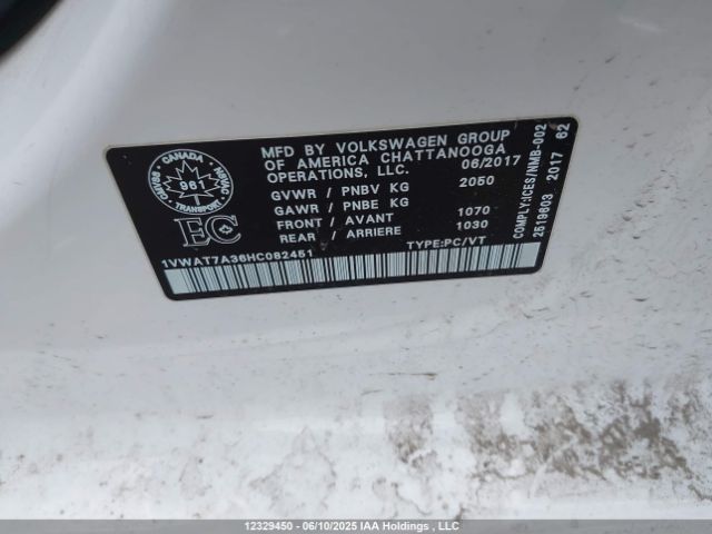 1VWAT7A36HC082451 Volkswagen 1.8 tsi