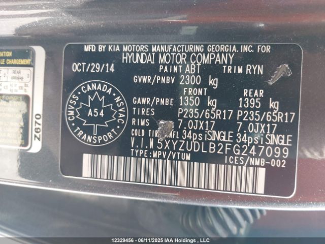 5XYZUDLB2FG247099 Hyundai dohc gdi theta ii