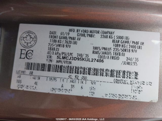 5LMCJ3D95KUL27406 Lincoln 2.0l ecoboost