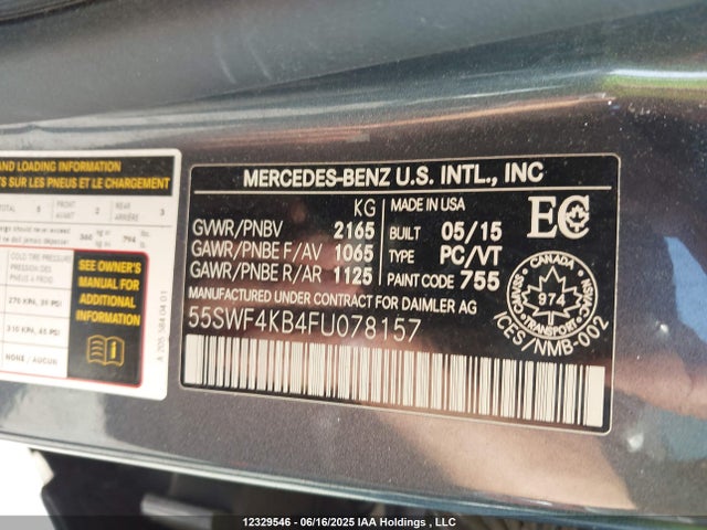 55SWF4KB4FU078157 Mercedes-Benz C-Class