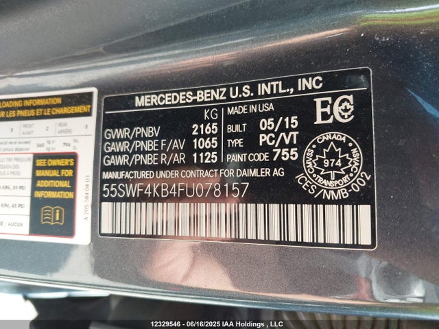 55SWF4KB4FU078157 Mercedes-Benz C-Class