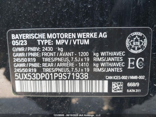5UX53DP01P9S71938 BMW X3