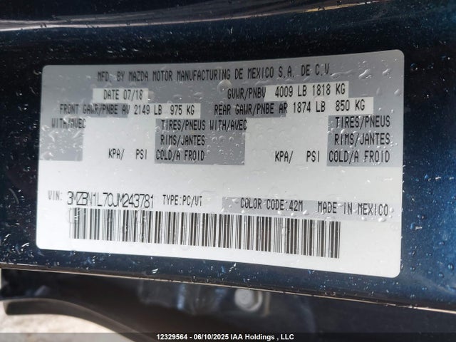 3MZBN1L70JM243781 Mazda pe