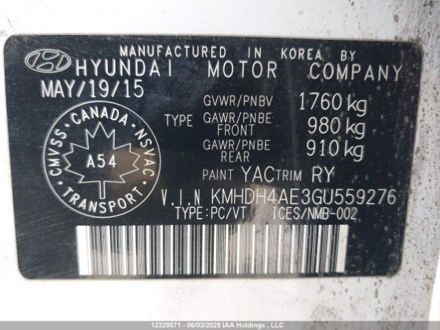 KMHDH4AE3GU559276 Hyundai Elantra Se/sport/limited