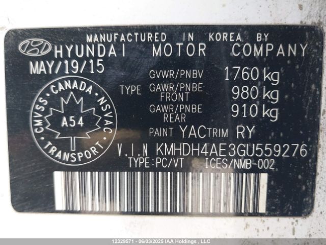 KMHDH4AE3GU559276 Hyundai Elantra Se/sport/limited