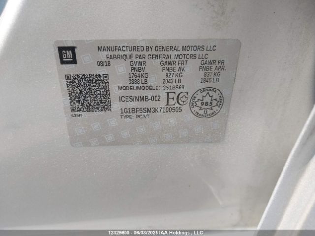 1G1BF5SM3K7100505 Chevrolet le2 -di: direct injection, vvt: variable valve timing, gen, alum