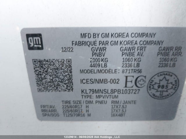 KL79MNSL8PB103727 Chevrolet Trailblazer Ls