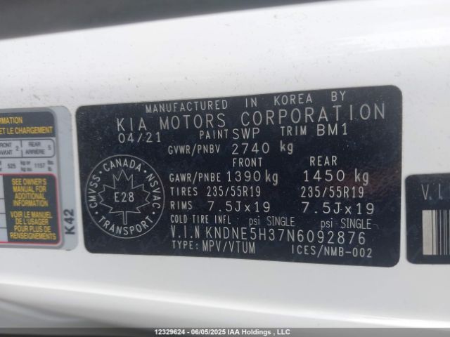 KNDNE5H37N6092876 KIA gdi lamda iii
