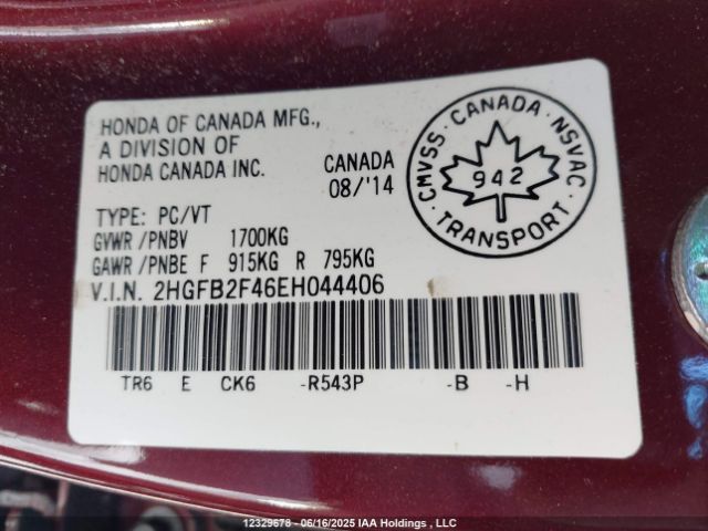 2HGFB2F46EH044406 Honda r18z1