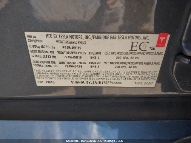 5YJSA1H17EFP45684 Tesla 2014