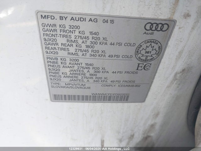 WA1WMCFE1FD023222 Audi Q7