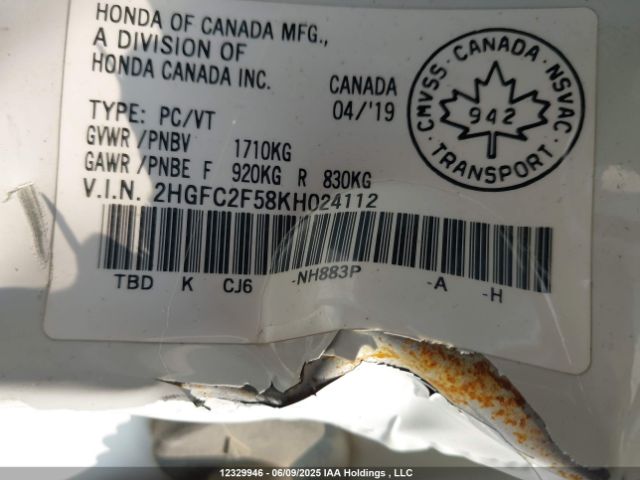 2HGFC2F58KH024112 Honda k20c2