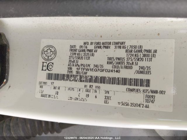 1FTFW1EG7GFD24140 Ford 2016