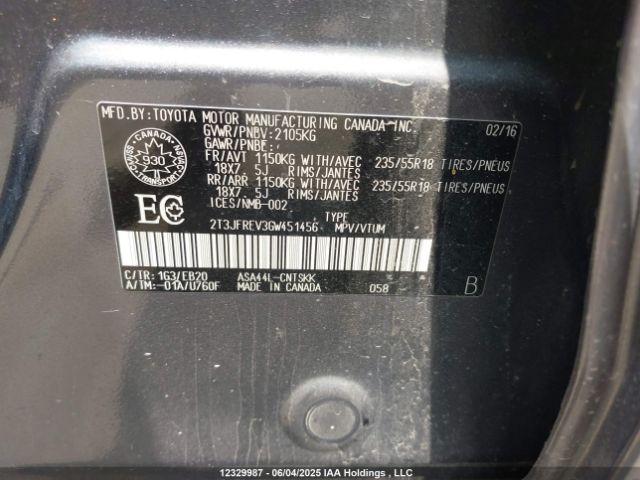 2T3JFREV3GW451456 Toyota 2ar-fe