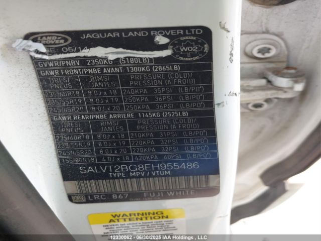 SALVT2BG8EH955486 Land Rover RANGE ROVER EVOQUE
