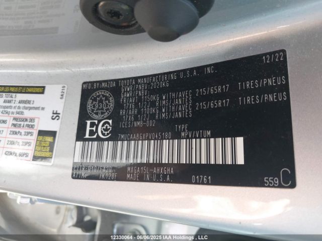 7MUCAABGXPV045180 Toyota m20a-fks