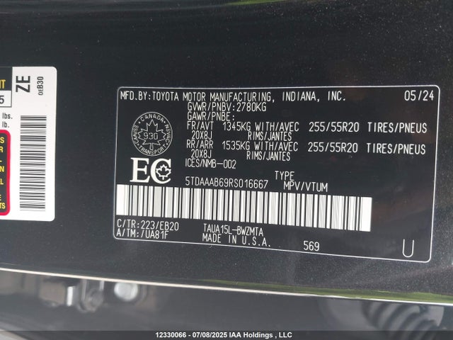 5TDAAAB69RS016667 Lexus t24a-fts
