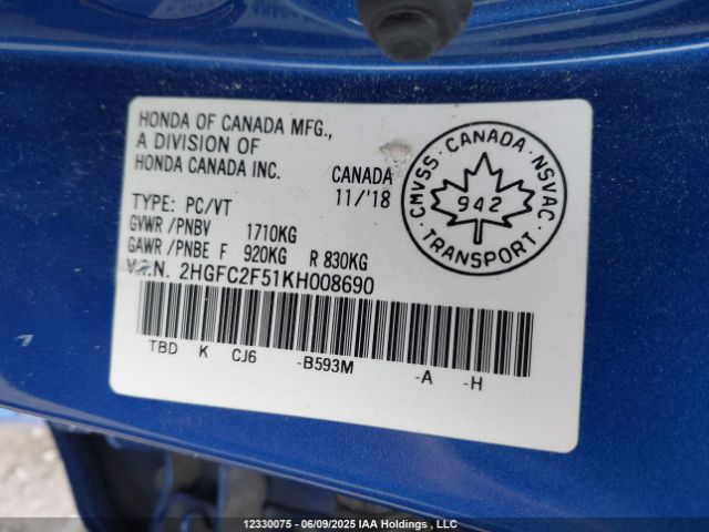 2HGFC2F51KH008690 Honda k20c2