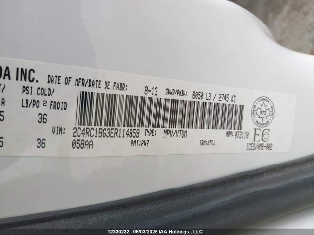 Chrysler 2014 2014 2C4RC1BG3ER114859 Image 9