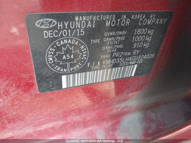 KMHD35LH4GU324039 Hyundai dohc gdi nu