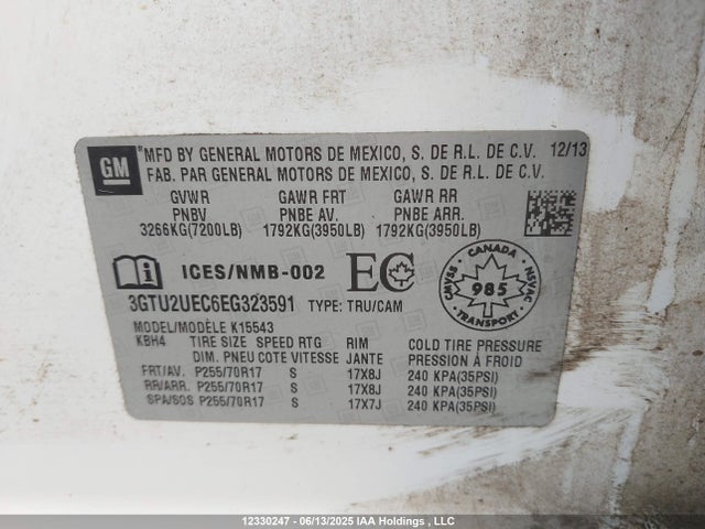 3GTU2UEC6EG323591 GMC l83 - vvt, afm (active fuel management), aluminum