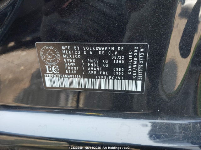 3VWGM7BU4NM031961 Volkswagen 1.5 tsi