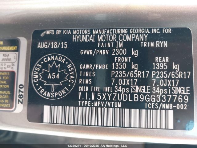 5XYZUDLB9GG337769 Hyundai Santa Fe Sport 2.4 Premium
