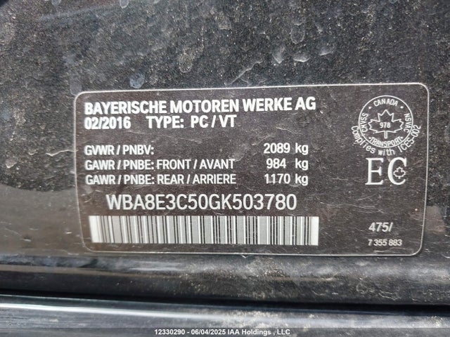 WBA8E3C50GK503780 BMW 328I