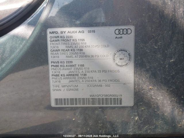 WA1GFCFS6GR000219 Audi Q3