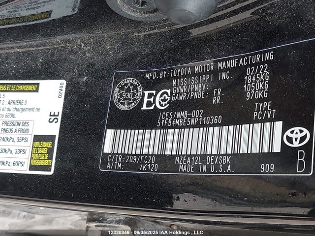 Toyota COROLLA SE 2022 5YFB4MBE5NP110360 Image 29