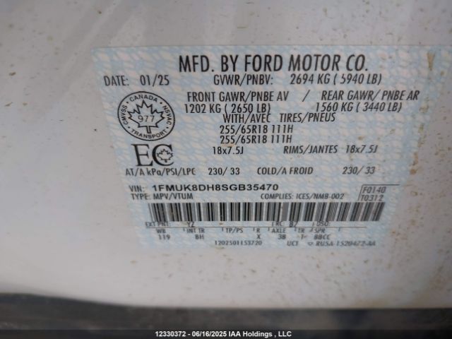 1FMUK8DH8SGB35470 Ford Explorer Active