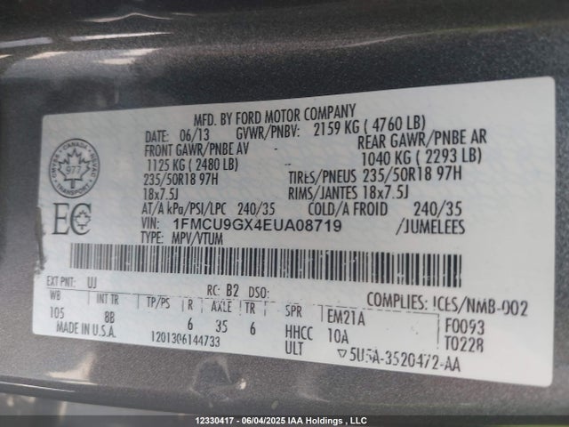 1FMCU9GX4EUA08719 Ford Escape