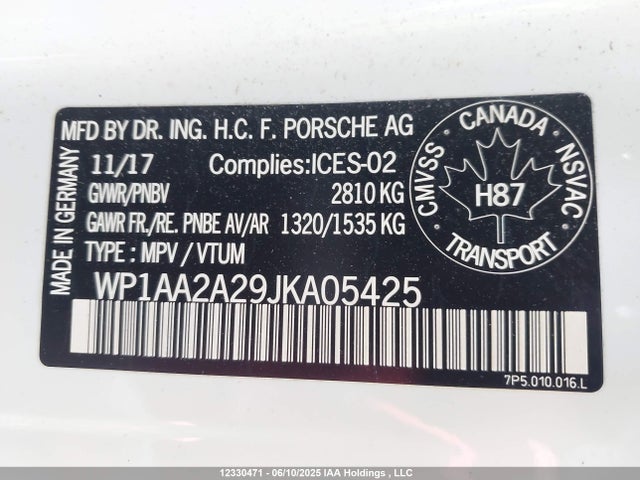 Porsche Cayenne 2018 WP1AA2A29JKA05425 Image 9