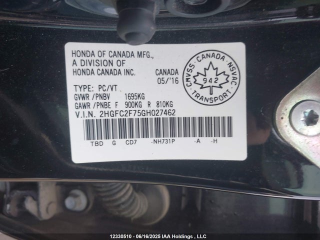 Honda k20c2 2016 2HGFC2F75GH027462 Image 17