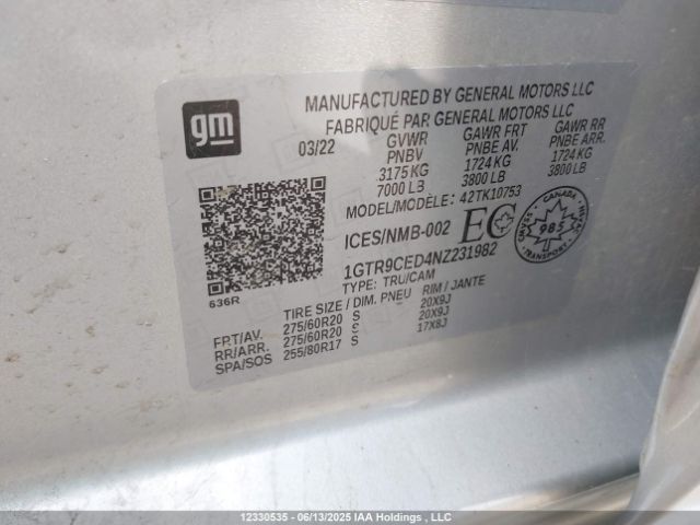 1GTR9CED4NZ231982 GMC l84