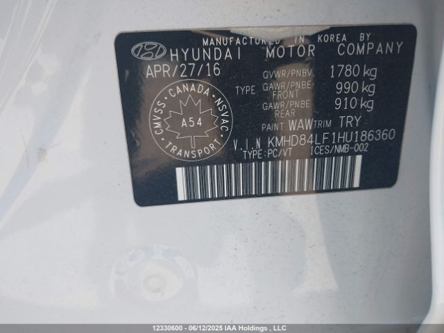 KMHD84LF1HU186360 Hyundai ELANTRA GL